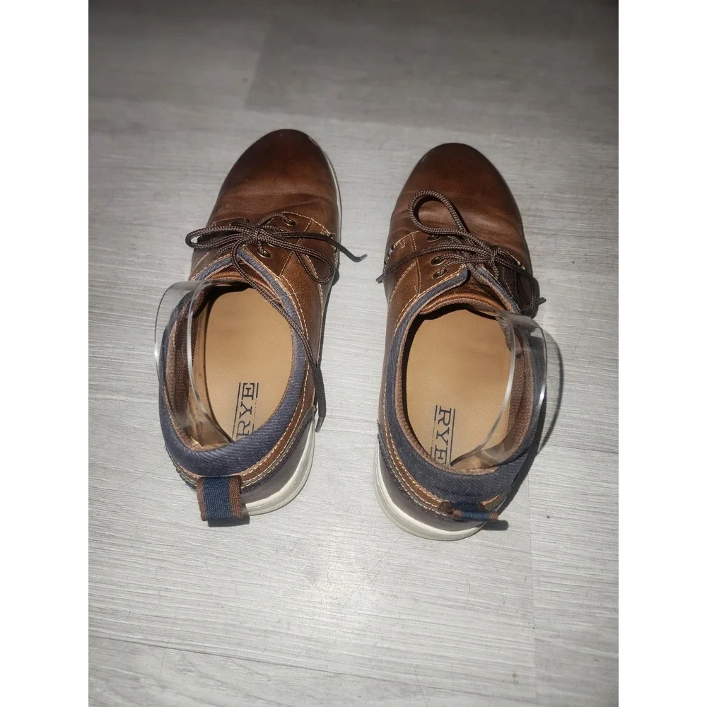 Hawkee Rye Mens Brown Faux Leather Oxford Sneakers Size 10.5 Low Top Casual